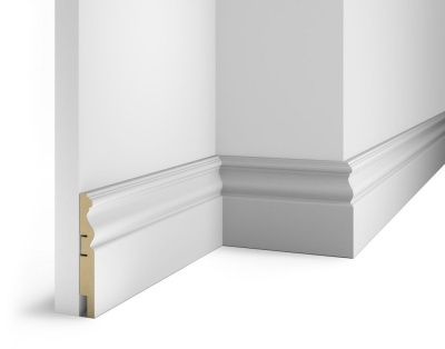 Плинтус AP14 под покраску, белый, 115x16x2400 мм, МДФ, с пазом - изображение 1