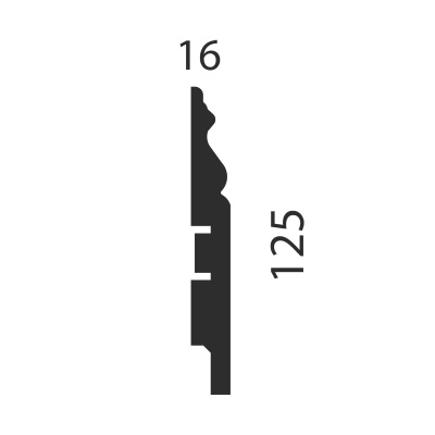 Плинтус AP20 под покраску, белый, 125x16x2400 мм, МДФ, с пазом