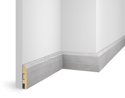 Плинтус WP07, экошпон, дуб Старинный светло-серый, 80x16x2400 мм, МДФ