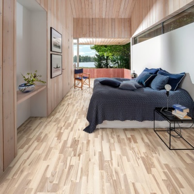 Паркетная доска Karelia Ash Country Vanilla Matt 3S, трехполосная, 14х188х2266, 3,41м2 уп., без фаски, селекция Country