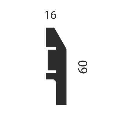 Плинтус AP04 под покраску, белый, 60x16x2400 мм, МДФ, с пазом