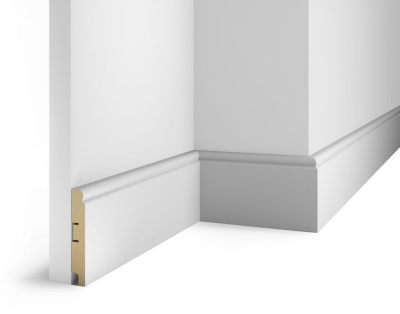 Плинтус AP76 под покраску, белый, 100x16x2400 мм, МДФ, с пазом