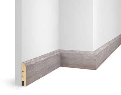Плинтус WP07, экошпон, дуб Старинный серый, 80x16x2400 мм, МДФ