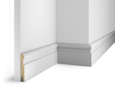 Плинтус AP29 под покраску, белый, с пазом под 20 молдинг, 102x16x2400 мм, МДФ