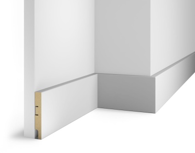 Плинтус AP75 под покраску, белый, 100x16x2400 мм, МДФ, с пазом