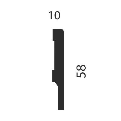 Плинтус AP71 под покраску, белый, 58x10x2400 мм, МДФ