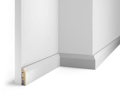 Плинтус AP04 под покраску, белый, 60x16x2400 мм, МДФ, с пазом