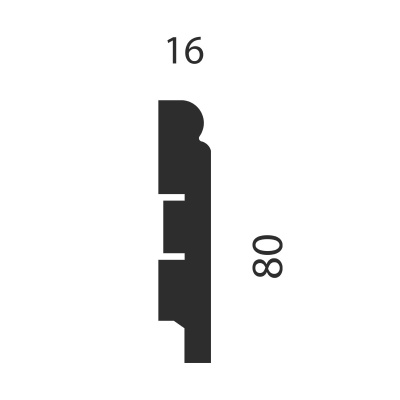 Плинтус AP09 под покраску, белый, 80x16x2400 мм, МДФ, с пазом
