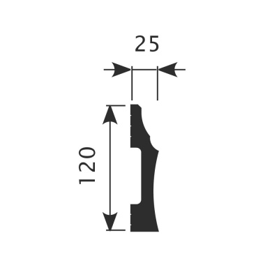 Плинтус PX009, 120х25, 2000мм, Экополимер/16