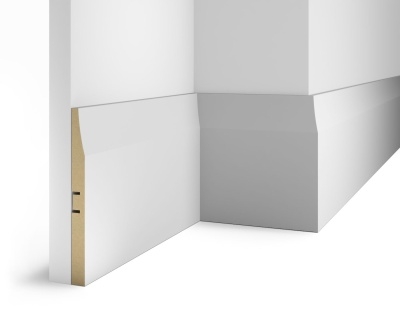 Плинтус AP25 под покраску, белый, 184x16x2400 мм, МДФ, с пазом - изображение 1