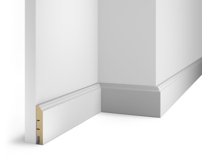 Плинтус AP07 под покраску, белый, 80x16x2400 мм, МДФ, с пазом - изображение 1