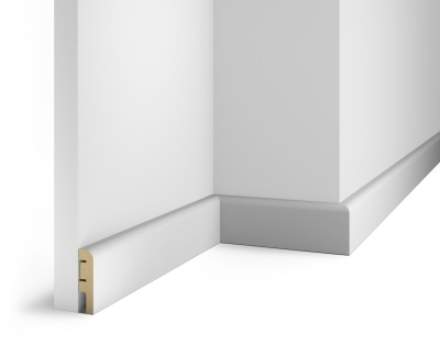 Плинтус AP02 под покраску, белый, 60x16x2400 мм, МДФ, с пазом - изображение 1