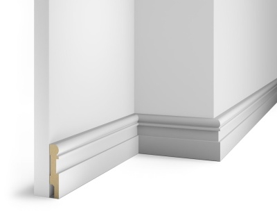 Плинтус AP28 под покраску, белый, с пазом под 20 молдинг, 80x16x2400 мм, МДФ - изображение 1