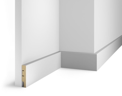 Плинтус AP74 под покраску, белый, 75x16x2400 мм, МДФ, с пазом - изображение 1