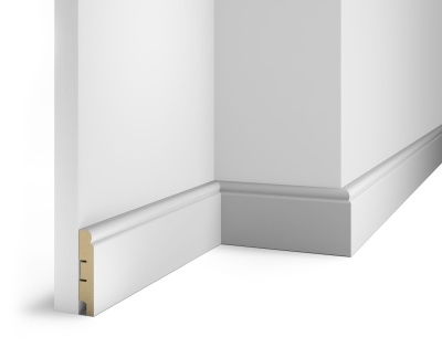 Плинтус AP09 под покраску, белый, 80x16x2400 мм, МДФ, с пазом - изображение 1