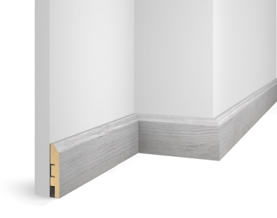 Плинтус WP07, экошпон, дуб Старинный светло-серый, 80x16x2400 мм, МДФ - изображение 1