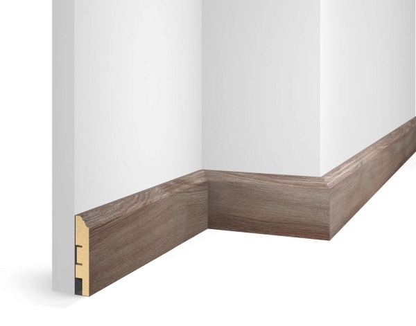 Плинтус WP07, экошпон, дуб Шелковый, 80x16x2400 мм, МДФ