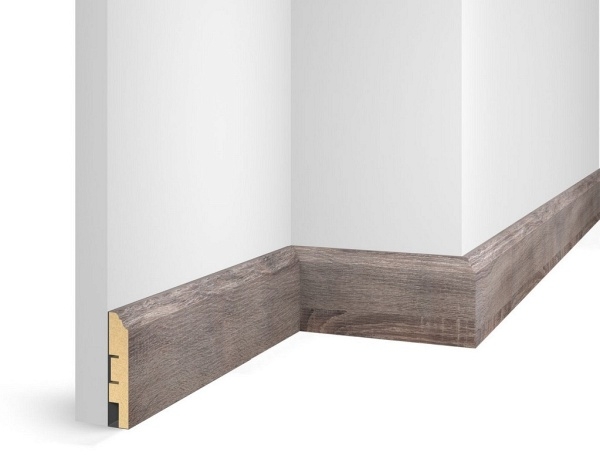 Плинтус WP07, экошпон, дуб Дымчатый, 80x16x2400 мм, МДФ