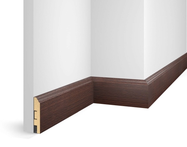 Плинтус WP07, экошпон, ясень Коньяк, 80x16x2400 мм, МДФ