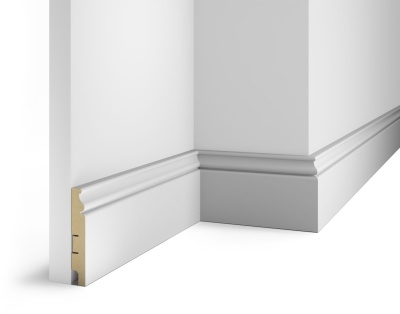 Плинтус AP10 под покраску, белый, 100x16x2400 мм, МДФ, с пазом - изображение 1