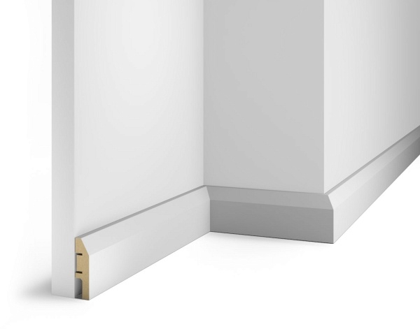 Плинтус AP04 под покраску, белый, 60x16x2400 мм, МДФ, с пазом Плинтус AP04 под покраску, белый, 60x16x2400 мм, МДФ, с пазом